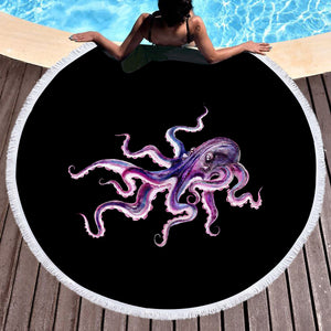 Dark Purple Octopus SWST4662 Round Beach Towel