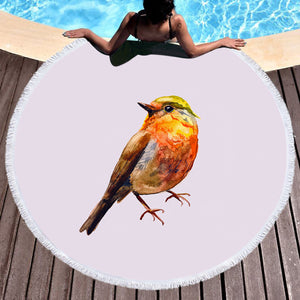 Warm Watercolor Sunbird SWST4728 Round Beach Towel