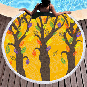 Colorful Leaves & Trees SWST4729 Round Beach Towel