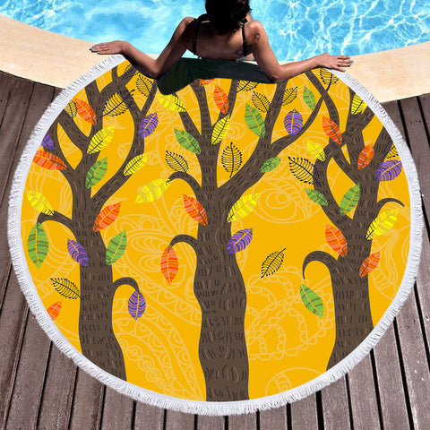 Image of Colorful Leaves & Trees SWST4729 Round Beach Towel