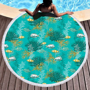 Tiny Creatures Marine Ocean SWST4737 Round Beach Towel