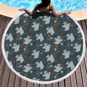 Cute Ghost Halloween Theme SWST5150 Round Beach Towel