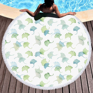 Shade of Green Pastel Palm Leaves SWST5165 Round Beach Towel