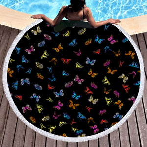 Multi Colorful Butterflies Back Theme SWST5170 Round Beach Towel