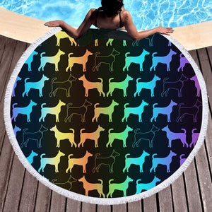 Gradent Monogram Dog Shape SWST5182 Round Beach Towel