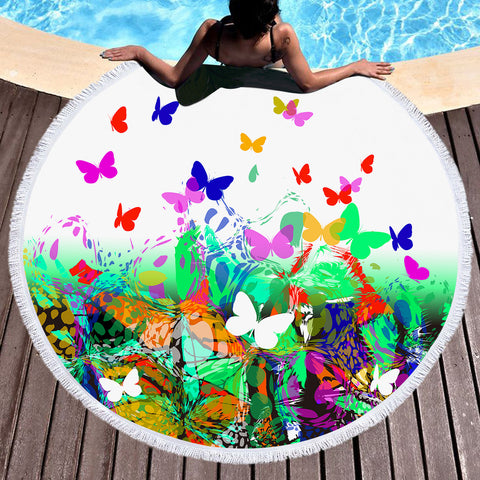 Image of Colorful Butterflies SWST5183 Round Beach Towel