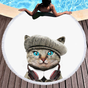 Artist Vibe Cat SWST5185 Round Beach Towel
