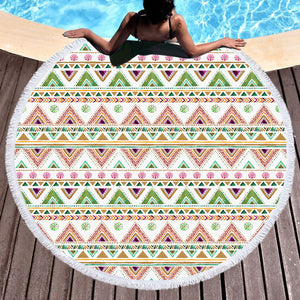 Shade of Pink & Green Aztec SWST5189 Round Beach Towel