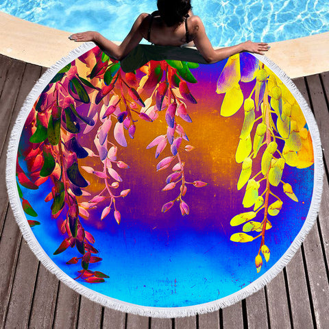 Image of RGB Reverse Gradient Tree SWST5238 Round Beach Towel