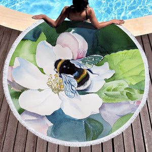 Bee Sucking Flower Mites SWST5239 Round Beach Towel