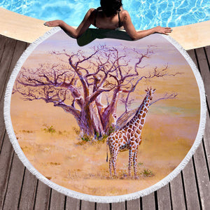 Watercolor Real Giraffe SWST5254 Round Beach Towel