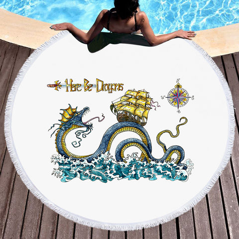 Image of Here Be Dragons SWST5262 Round Beach Towel