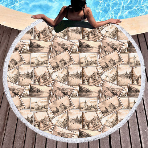 Image of Old Picture Vinatge Color SWST5264 Round Beach Towel