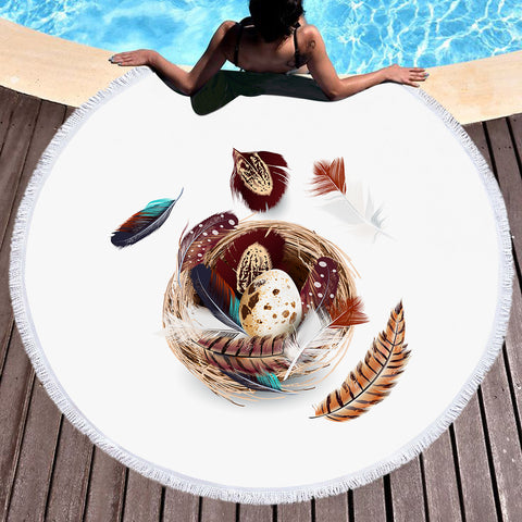 Image of Feather & Egg SWST5265 Round Beach Towel