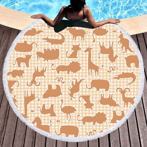 Animel Orange Shadow Stripes SWST5346 Round Beach Towel