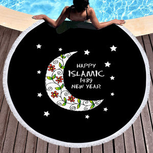 Happy Islamic 1439 New Year SWST5463 Round Beach Towel