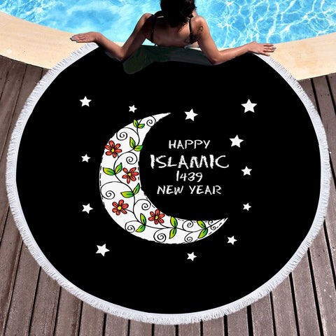 Image of Happy Islamic 1439 New Year SWST5463 Round Beach Towel