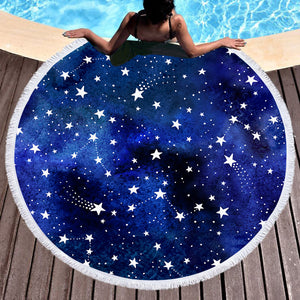 Blue Tint Galaxy Stars SWST5474 Round Beach Towel