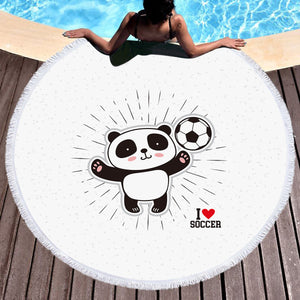 Cute Little Panda I Love Soccer SWST5491 Round Beach Towel