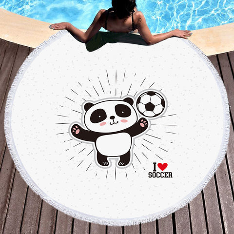 Image of Cute Little Panda I Love Soccer SWST5491 Round Beach Towel