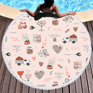 Cute Little Love Gifts Pink Theme SWST5499 Round Beach Towel