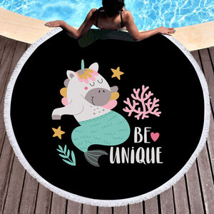 Be Unique Unicorn Mermaid SWST5603 Round Beach Towel