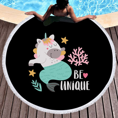 Image of Be Unique Unicorn Mermaid SWST5603 Round Beach Towel