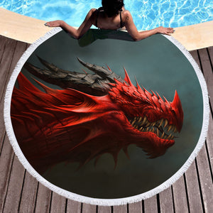 Big Angry Bred Dragon SWST5616 Round Beach Towel