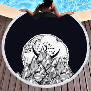 B&W Sunset Forest & Mountain SWST5618 Round Beach Towel