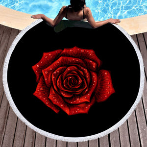 Dark Rose Black Theme SWST5619 Round Beach Towel