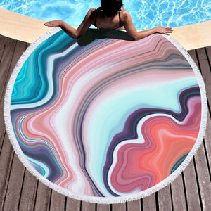 Purple Color Waves SWST5622 Round Beach Towel