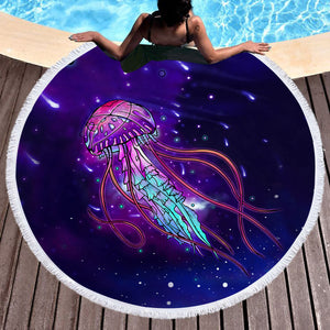 Galaxy Jellyfish SWST5625 Round Beach Towel