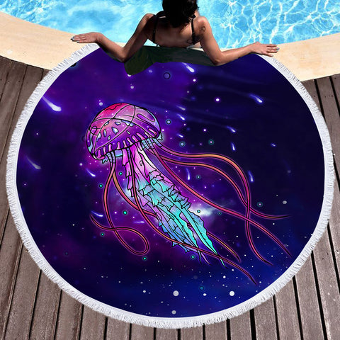 Image of Galaxy Jellyfish SWST5625 Round Beach Towel