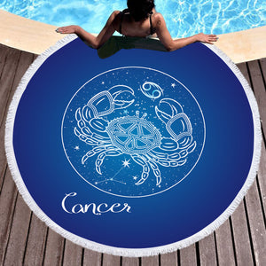 Cancer Sign Blue Theme SWST6109 Round Beach Towel