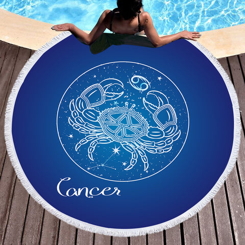 Image of Cancer Sign Blue Theme SWST6109 Round Beach Towel