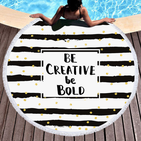 Image of B&W Be Creative Be Bold Typo Star Stripes SWST6133 Round Beach Towel