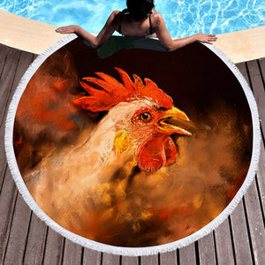 Real Cock In Wood Theme SWST6197 Round Beach Towel