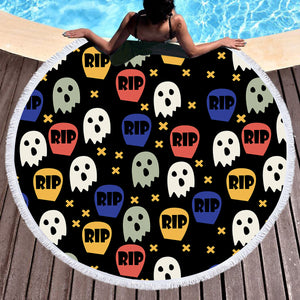 RIP Cute Ghost Colorful Collection SWST6200 Round Beach Towel