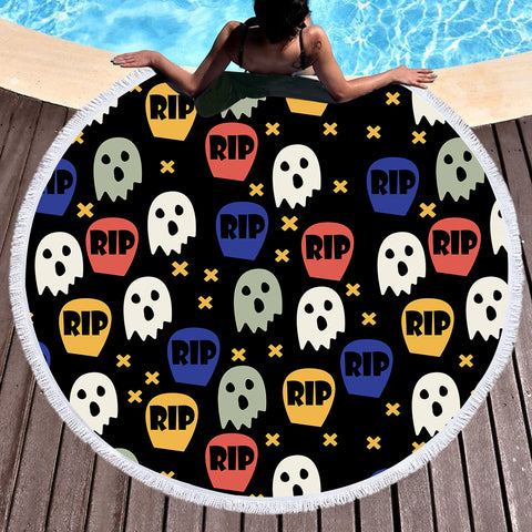 Image of RIP Cute Ghost Colorful Collection SWST6200 Round Beach Towel