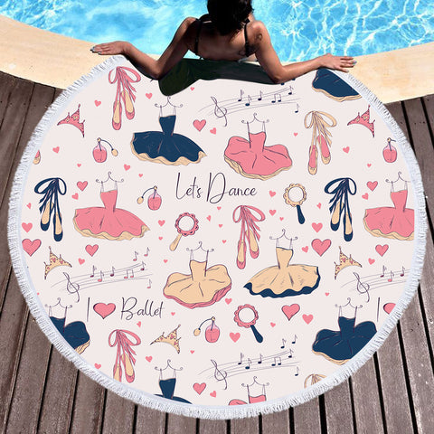 Image of Beautiful Ballet Dress Collection SWST6217 Round Beach Towel