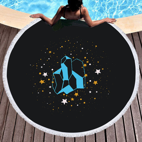Image of Blue Diamond Galaxy Theme SWST6221 Round Beach Towel