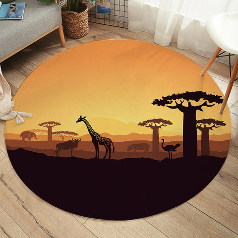 Image of Giraffe & Tree SWTD3305 Round Rug