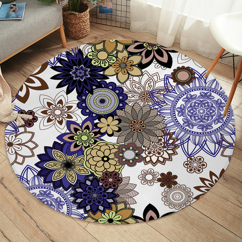 Image of Colorful Floral Mandala Pattern SWYD3343 Round Rug