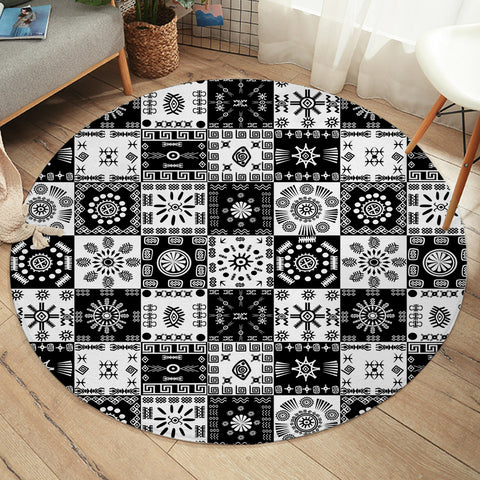 Image of Black& White Pattern SWYD3361 Round Rug