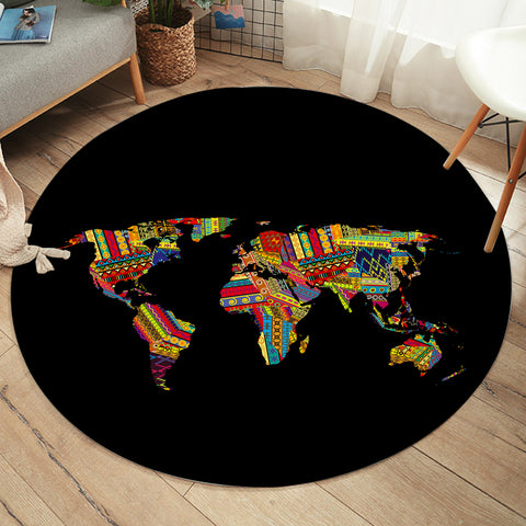 Image of World Map SWYD3370 Round Rug