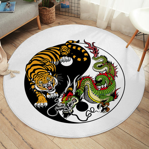 Image of Cartoon Dragon and Tiger SWYD3460 Round Rug