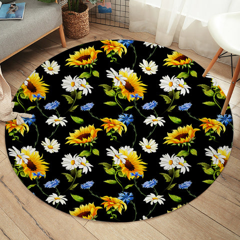 Image of Black Sunflower SWYD3467 Round Rug