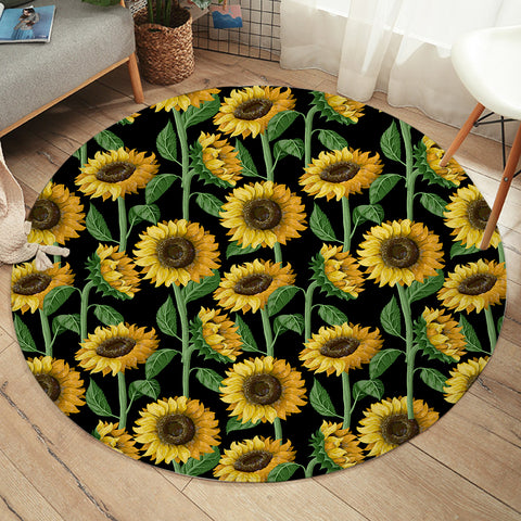 Image of Black Sunflower SWYD3472 Round Rug