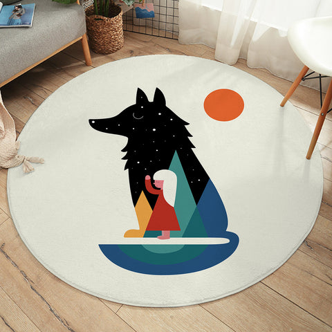 Image of The Girl With Wolf SWYD3482 Round Rug
