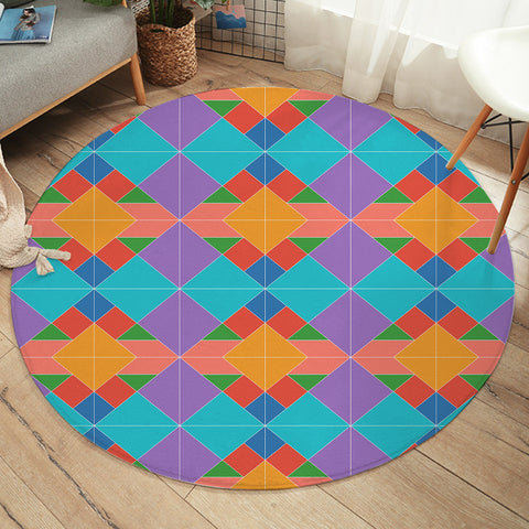 Image of Colorful Square SWYD3490 Round Rug
